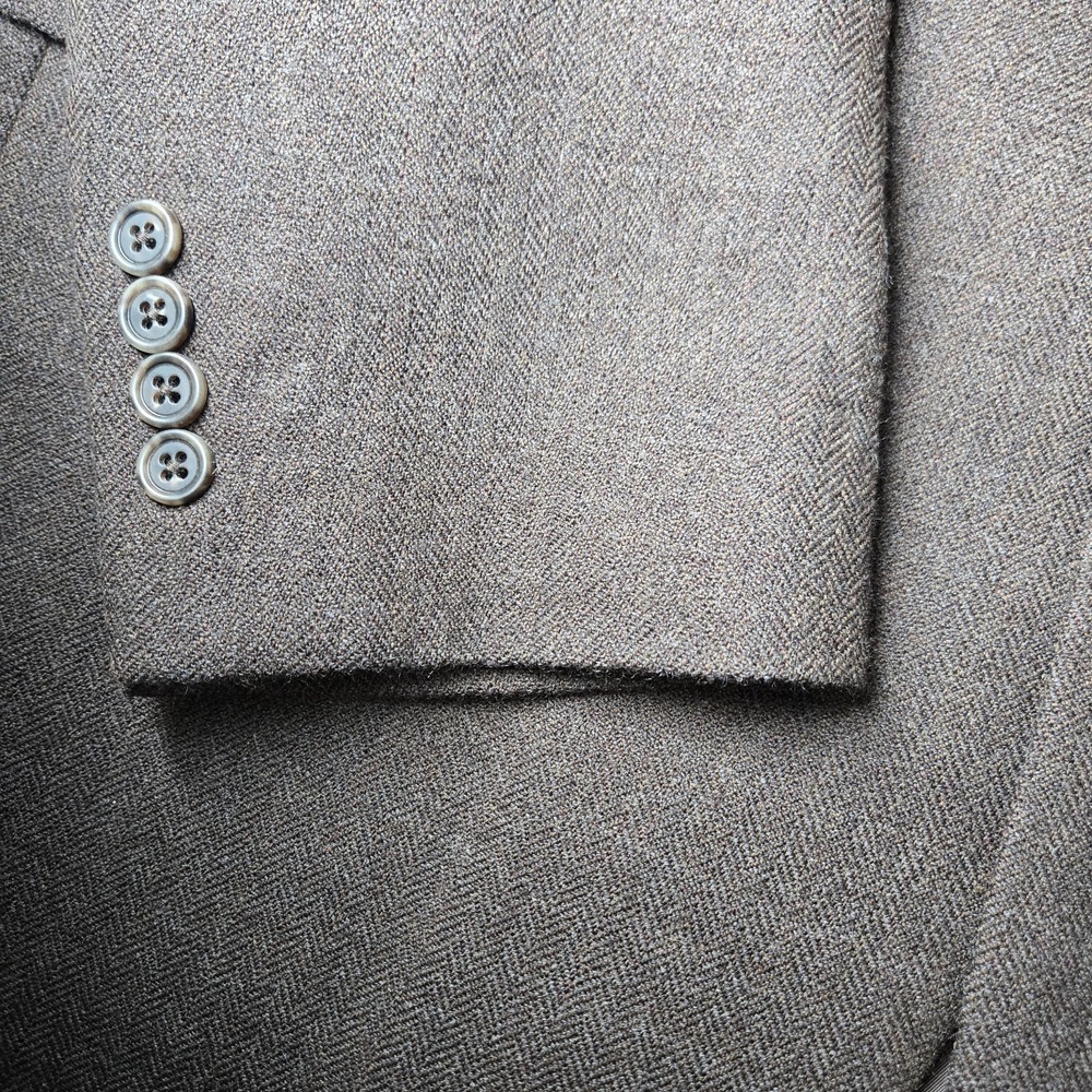 Jos A Bank 100% Wool Tweed Herringbone‎ 46R Blazer Sport Coat  Jacket Brown - Picture 8 of 10